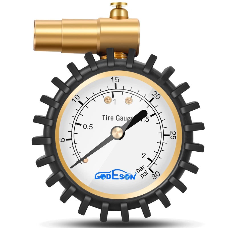 GODESON Presta Valve Pressure Gauge with Air Pressure Relief for Mountain Bicycle Fat Tires,Low Pressure Range to 30 PSI/2BARâ€¦ - Image 1